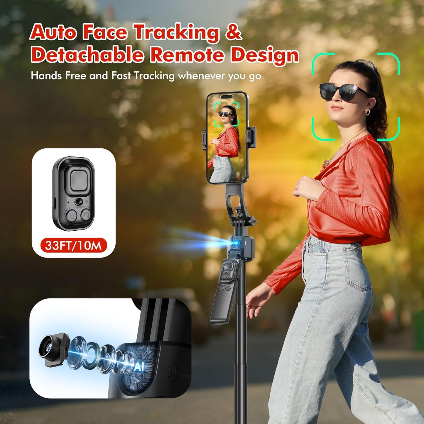 AI Auto Face Tracking Selfie Gimbal Tripod